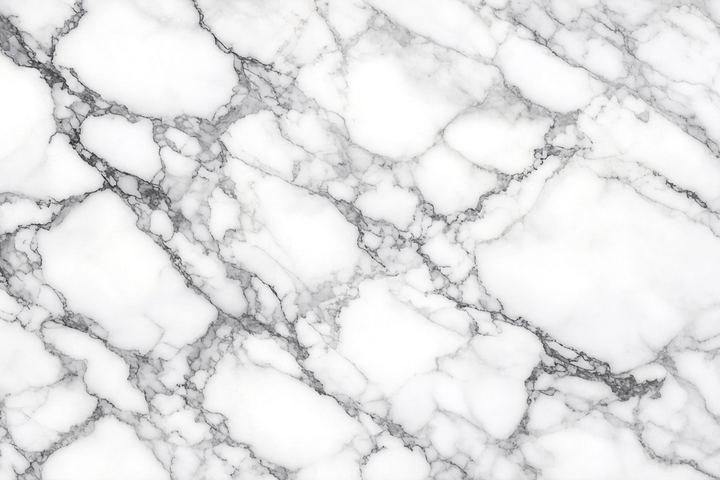White sintered stone slab with a marble-like pattern