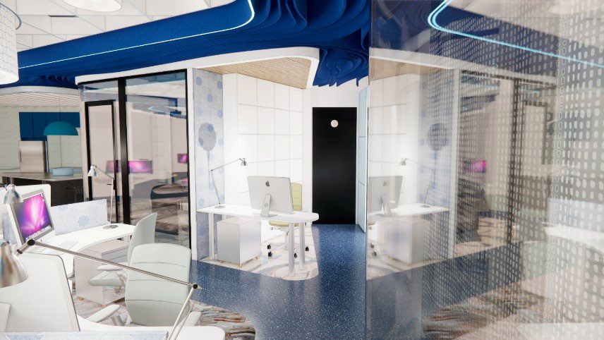 Glass-walled rooms