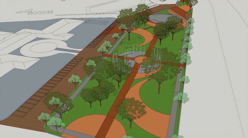 Aerial view of the proposed landscaped park