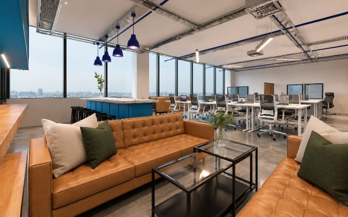Lounge seating by the windows