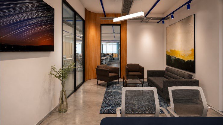Waiting lounge with artwork