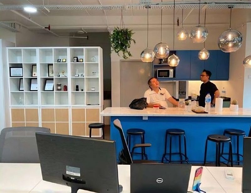 Pantry counter with pendant lights, NJ Petroniaga office