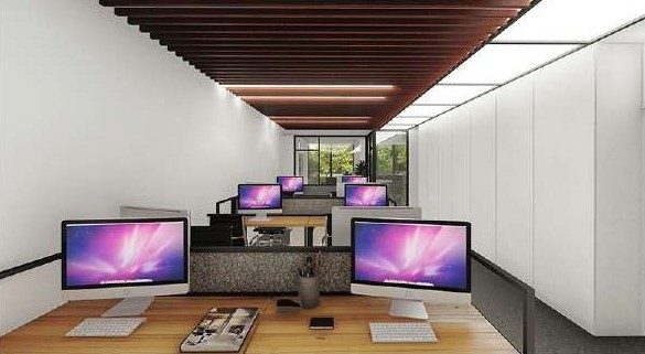 Workstations under timber ceiling