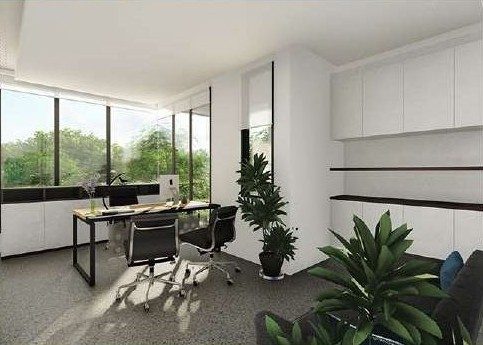 Office with planting