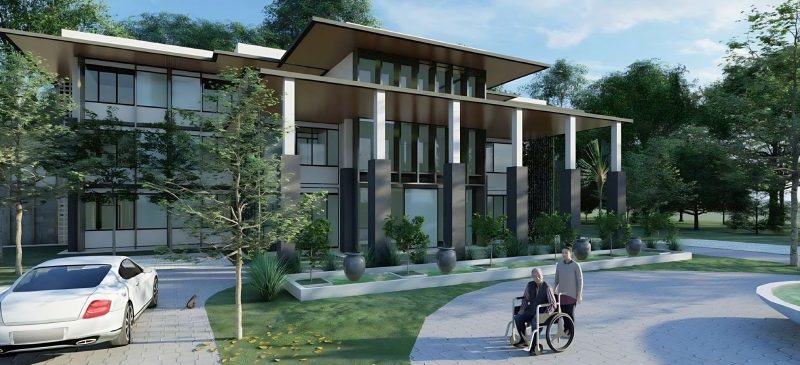 Rendering of the assisted living building entrance