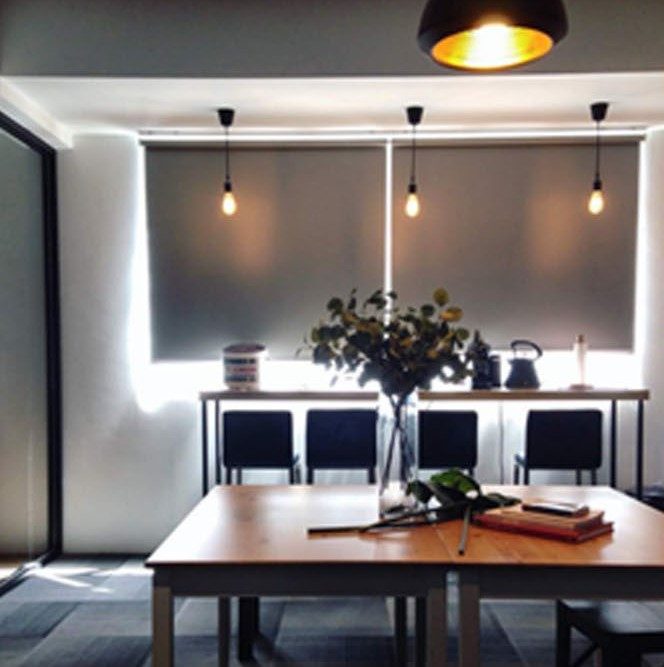 Pantry table with pendant lights