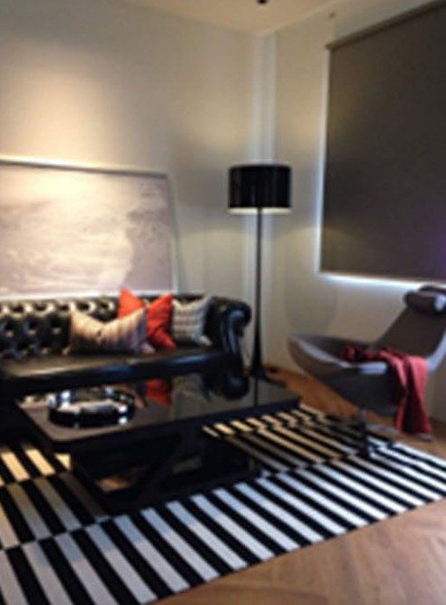 Lounge with striped rug