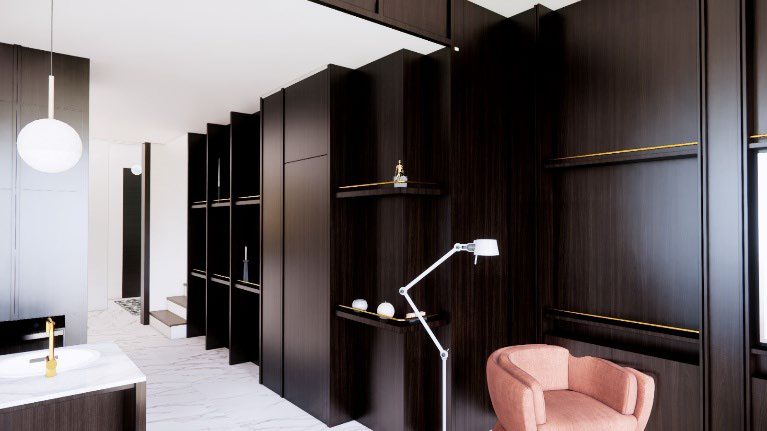 Shelving wall and reading corner
