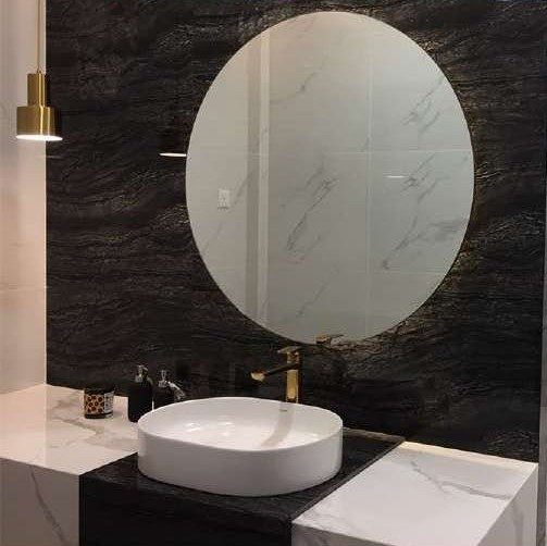 VVIP toilet with round mirror and marble