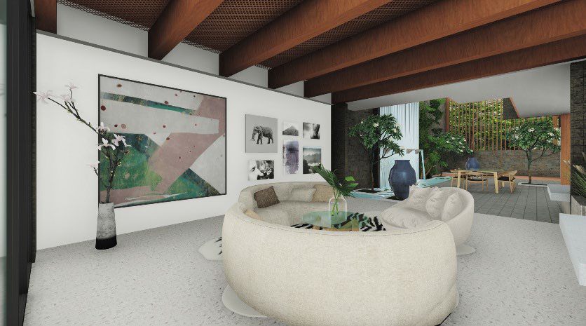 Lounge with gallery wall